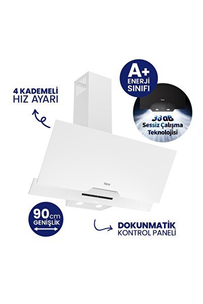 Ferre D068-SA Beyaz Ultra Sessiz Silentart 90 cm Davlumbaz