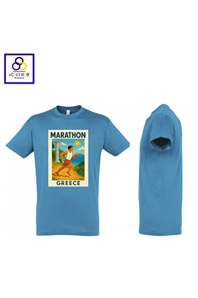 eCult Hub eC T-shirt Marathon 7 - Σιέλ (έντονο γαλάζιο)