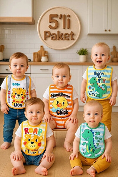 Generic Brand Little Explorer 5-Piece Baby Bib Set - Liquid-Proof, Cotton, Fu...