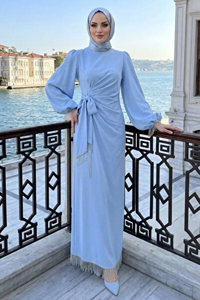 N.S NEVA STYLE Balloon Sleeve Baby Blue Hijab Evening Dress 62251Bbm
