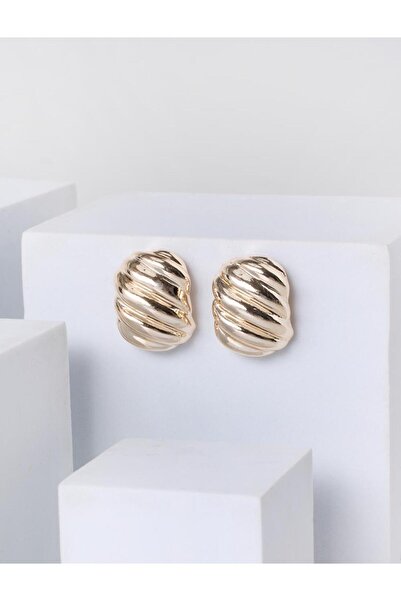 Jimmy Key Gold Color Twist Detailed Half Hoop Earrings