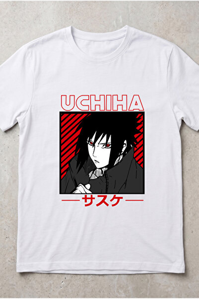 Silkensoul Naruto Sasuke Uchiha Anime Printed Standard Cut Unisex Tshirt