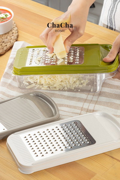 ChaCha Home Stronger 3-Piece Grater Set and Storage Container with Bowl - Multi-Functional Slicer