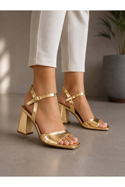 MİSS PARK MODA Metallic Thick Heel Women's Shoes