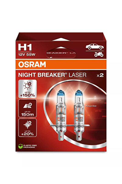 Osram Bec Night Breaker Laser Επόμενη Γενιά H1 12V 55W P14,5s Σετ 2 τεμαχίων