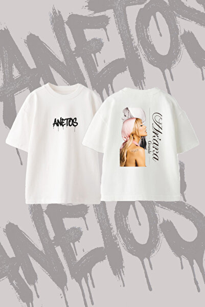 Anetos Ariana Grande_134 Design Back Printed Cotton White Oversize T-Shirt