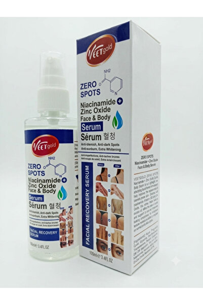 Veet Gold Zero Spots Face & Body Serum 100ml with Niacinamide Zinc Oxide & Vi...