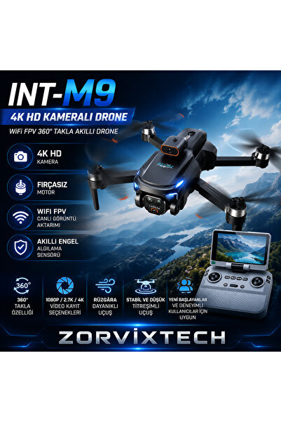 ZorvixTech INT-M9 4K HD Kameralı Drone WiFi FPV, 360° Takla Akıllı Drone