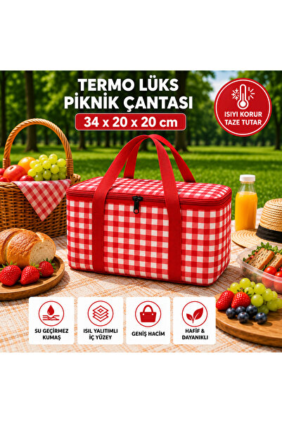 BY ÖZCE TEKSTİL Ogi Home Termal Piknik Çantası 34x20x20 cm Isı Yalıtımlı Soğu...