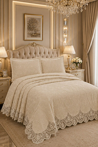 Çt Çeyizci Tekstil French Lace Double Bedspread Patterned