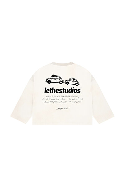 lethestudios Midnight Drives Baskılı Uzun Kollu Basic T-Shirt