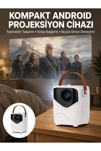 Epilons Projeksiyon Ev Sineması Bluetooth 4k HD Kaliteli Görüntü Kumandalı Yeni Nesil