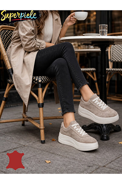 ANGEL BLUE Sneakers dama comozi din piele naturală cu talpă înaltă