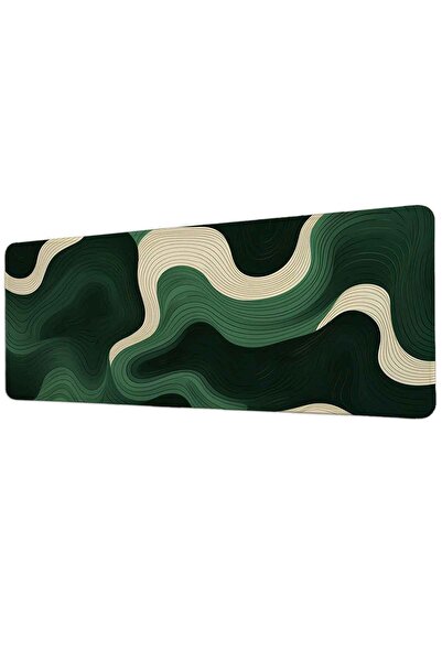 gxe.art Model de valuri abstracte crem verde 40x90 cm Mousepad pentru jucător...