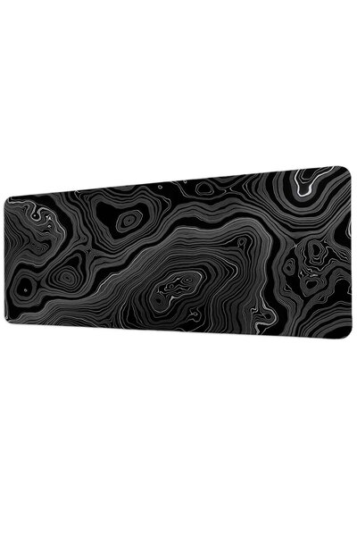 gxe.art Black and White Detailed Topographic Map 40X90 cm Gaming Mousepad Non...