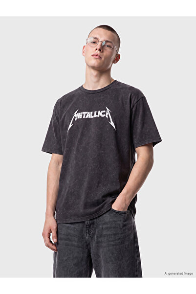 LC Waikiki Trendlucky with a Difference Loose Fit Metallica Printed Men's T-S...