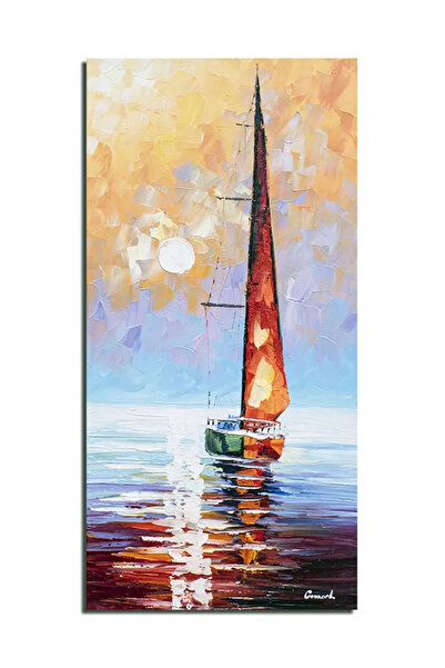 artnova Hand-painted painting for hall, living room, bedroom, Sunset with sai...