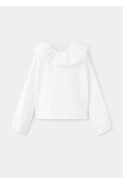 MANGO Baby Embroidered cotton chiffon blouse