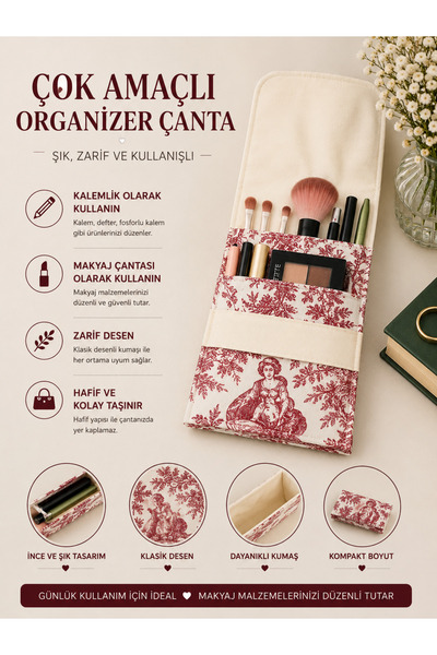 GÖKDAĞ BEDDING Fransız Mavi Desenli Çok Amaçlı Organizer Çanta