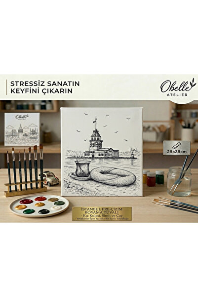 obelleatelier Obelle Atelier Kız Kulesi Boyama Tuvali 25x35 cm | İstanbul Tem...