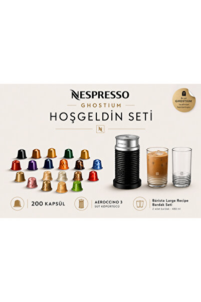 Nespresso Hoşgeldin Paketi 200 Kapsül Aeroccino 3 Süt Köpürtücü Barista Large...