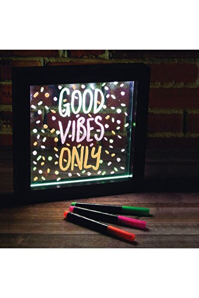 OEM Lampă LED cu mesaj 23x3.8x23cm și 3 markere neon - Doar vibrații pozitive