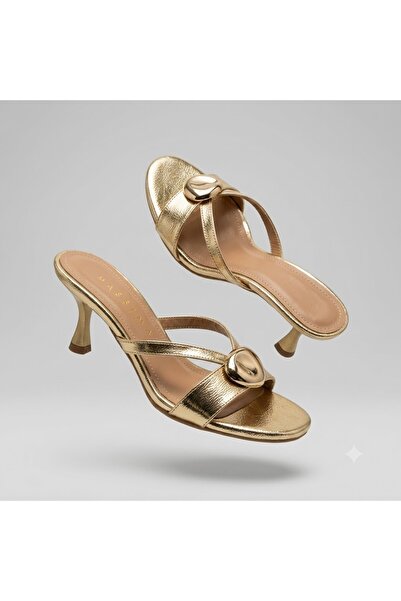 KİNDEP (İnna) Button Detailed Daily Women's Slippers Gold