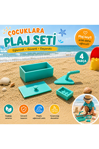 VOLOYAS 4 Parça Çocuk Plaj Seti – Kum Kale Yapım Seti – Plaj Oyuncakları – Ya...