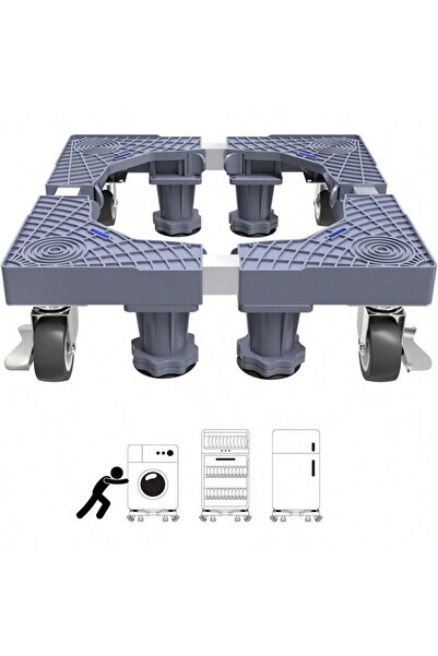 Snooe Washing Machine Base Stand with 4 Locking Wheels, Fridge Stand Adjustab...