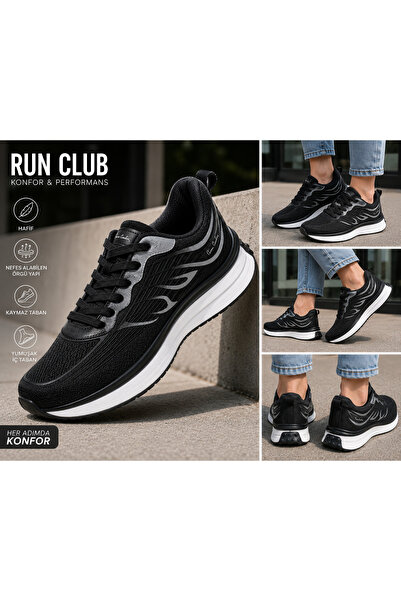 Pierre Cardin Erkek Siyah Sneaker Spor Ayakkabı Hafif Esnek Rahat Günlük Yürü...