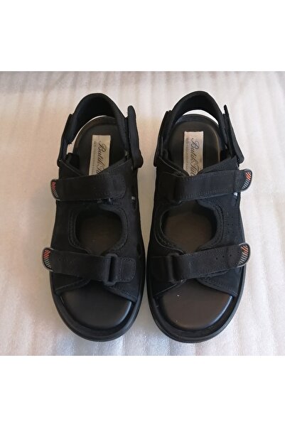Butik Tülin Men's Genuine Leather Suede Black Four Velcro Straps Soft Non-Sli...