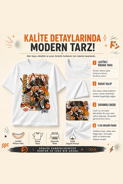 BB T SHIRTS Kaiju City Attack Printed 100% Cotton Women's Men's Unisex Crew Neck Regular Fit T-Shirt