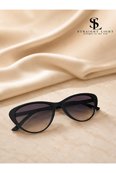 Straight Light Women's Black Cat Eye Oval Sunglasses Uv400 Protection Gradien...