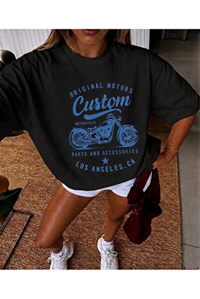 LELVANİ Unisex Original Motors Custom Los Angeles Ca Front Printed T-Shirt