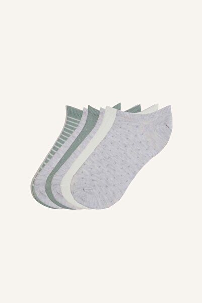 DeFacto Women's Invisible 5-Piece Cotton Sneaker Mixed Socks I3472Axns