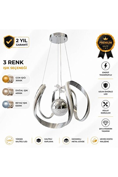 İnnovationLight A+Kalite 3 Renk Modlu LED Avize Krom Renk Ayarlanabilir Uzunl...
