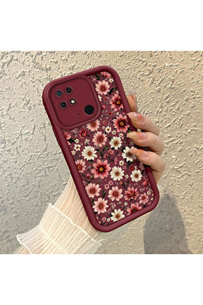 SLIMFELT Redmi 10C Uyumlu Yüksek Kaliteli Çiçek Desenli, Düşmeye Dayanıklı Si...