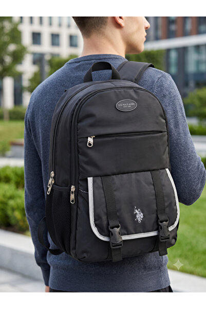 U.S. Polo Assn. Unisex Siyah Okul Sırt Çantası Seyahat Günlük Çanta PLCAN26080