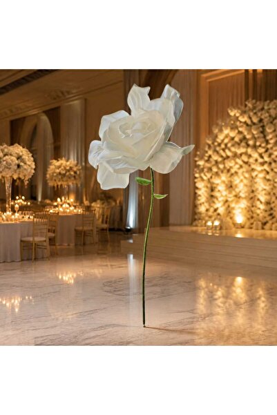 decotoys Floare alba decorativă cu suport metalic 200cm