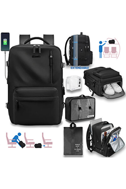 Quasar & Co. Rucsac voiaj, bagaj mana avion extensibil 43x30x20-28cm+husa hai...