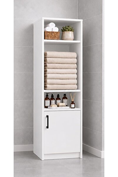 Noiss Home Decor Duru Beyaz Çok Amaçlı Raflı Kiler Banyo Mutfak Çamaşır Odası...