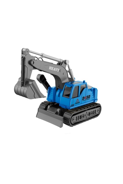 JS Toys Jucarie Excavator, albastru, cu frictiune, sunete si lumi...