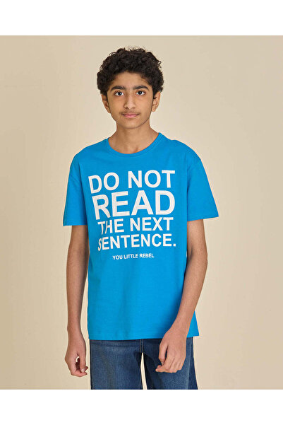 REDTAG Senior Boys Blue Graphic T-Shirt