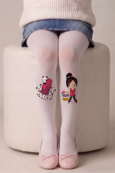 OBJE Girl's Panda Pattern Pantyhose