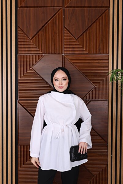 Nergis Neva Butik Gold Buttoned Tunic with Side Patches