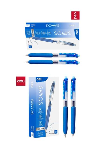Deli Gel Pen EG075-BL 0.5mm Fine Tip, Quick-Dry, Smudge-Resistant, Pack of 2 ...