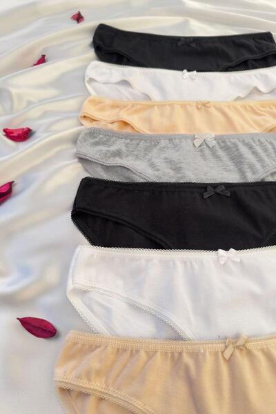 ANDİORA Women's 7-Piece Cotton Basic Slip Panties Set Multi-Colored