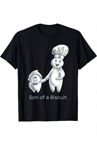 9TAY Playful Cartoon Chef Biscuit Graphic Tee Men - Unique Black T-Shirt Feat...
