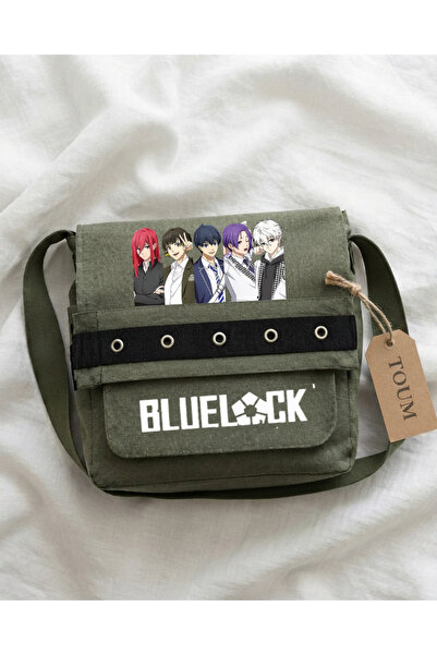 Toum Anime Blue Lock Printed Khaki Eyelet Messenger Bag