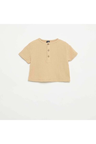 KIABI Cotton gauze shirt BEIGE